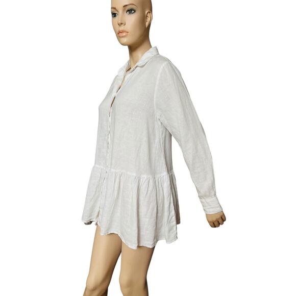 Claudio Milano 100% Linen Tunic Italian Style Button Down Shirt Dress Size Small - Picture 9 of 12